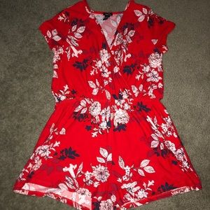 Red Floral Romper